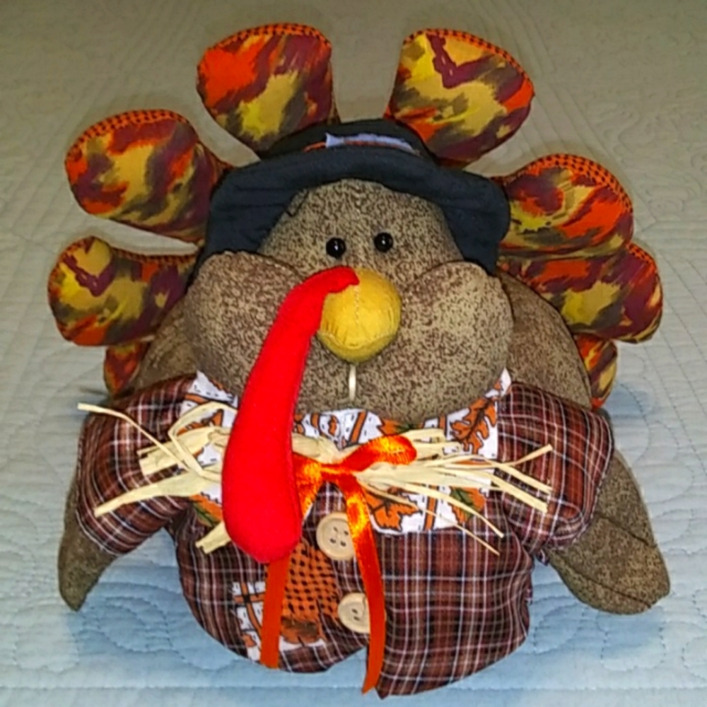 Thanksgiving fabric turkey basket decoration, VGUC